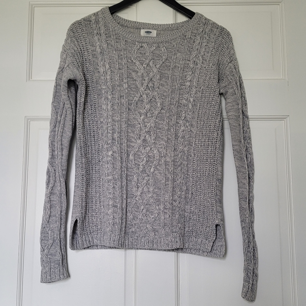 Old Navy Gray Heather Cable Knit Sweater